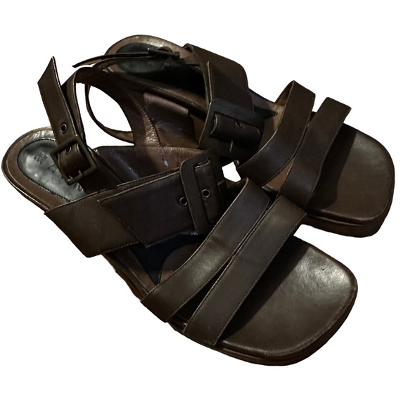 Marni Brown Leather Square Toe Chunky Heel Size 39 - Picture 6 of 7